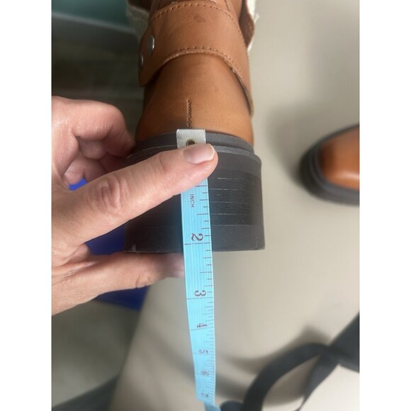 Sam Edelman Linds Brown Leather Chunky Heel Rounded Toe Zipper Ankle Boots SZ 9 - Picture 11 of 15